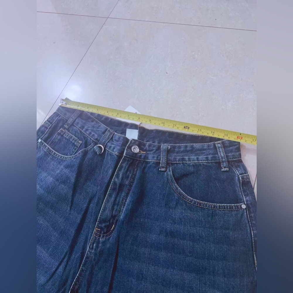 Y2K men’s BLUE WIDE LEG BAGGY JORTS 32 WAIST - Picture 6 of 8